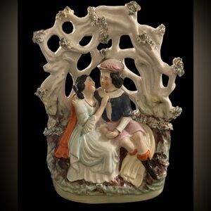 Antique 19th Century Staffordshire Courting Couple Figurine 7.5in